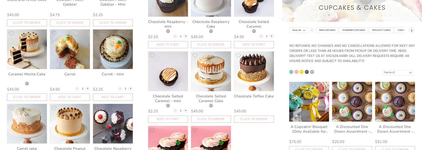 Cupcakin' Bake Shop Menu
