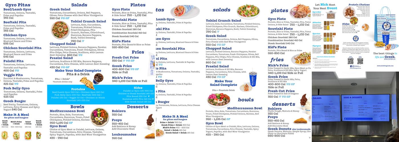 Nick The Greek Menu