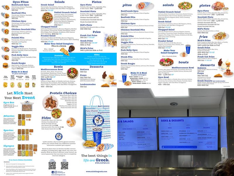 Nick The Greek Menu