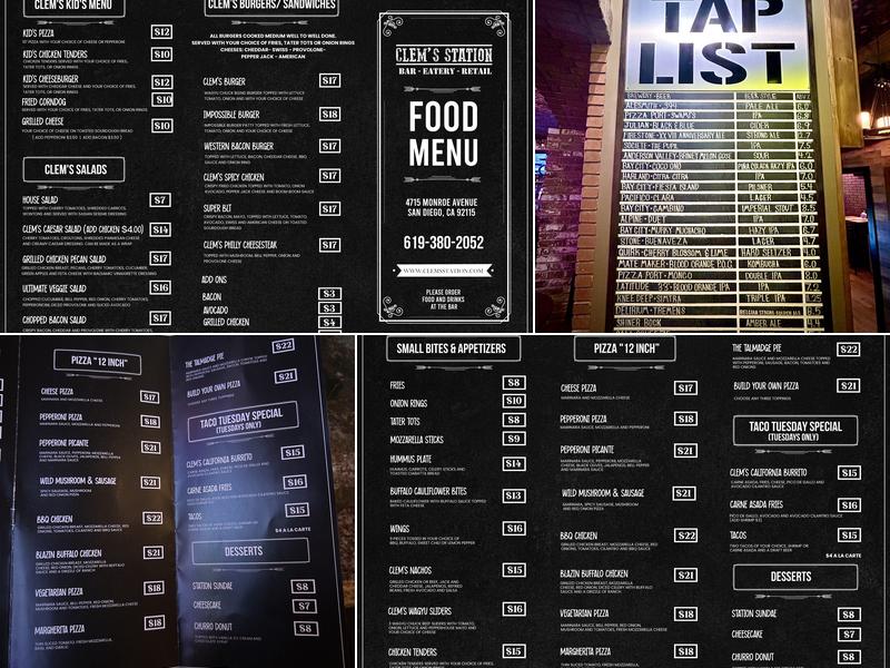 Clem’s Station Menu