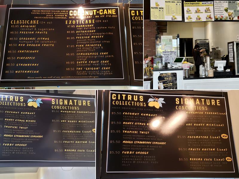 Cane Concoctions Menu