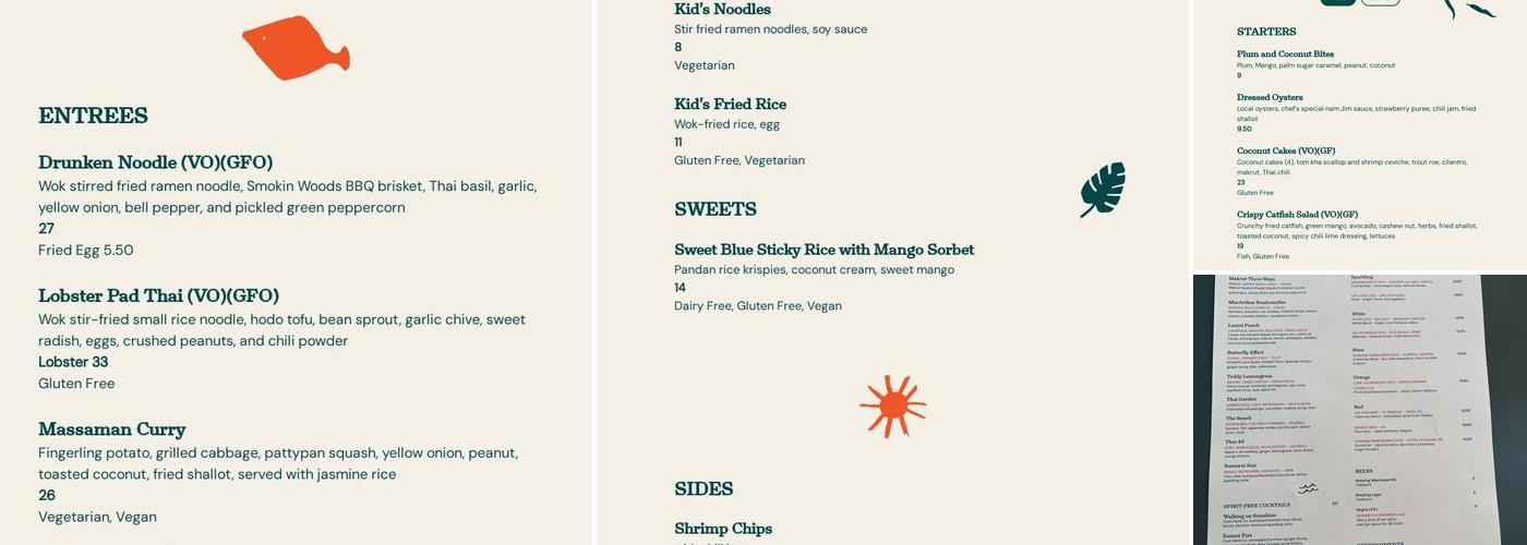 Jo's Modern Thai Menu