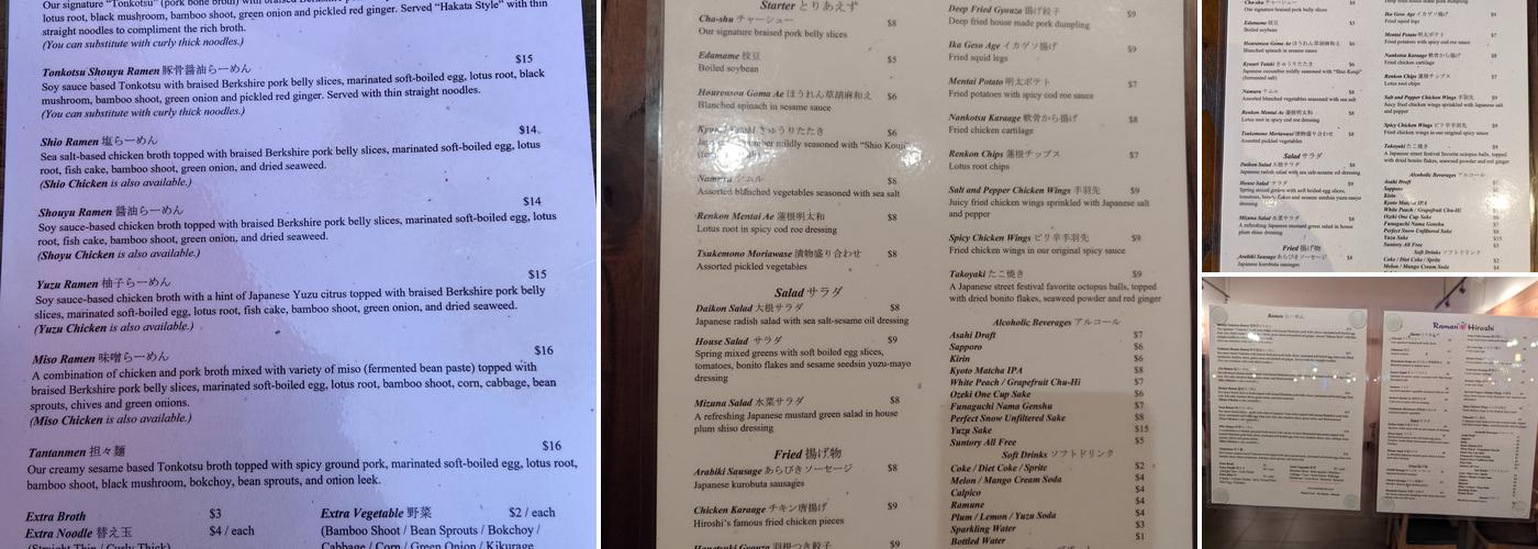 Ramen Hiroshi Alameda Menu