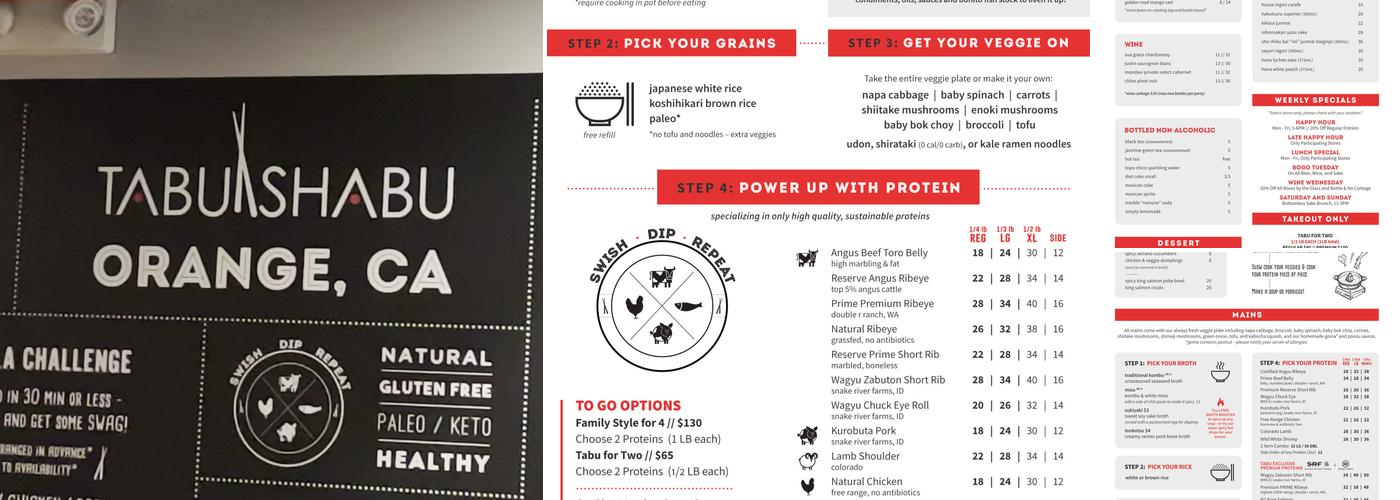 Tabu Shabu, Orange Menu