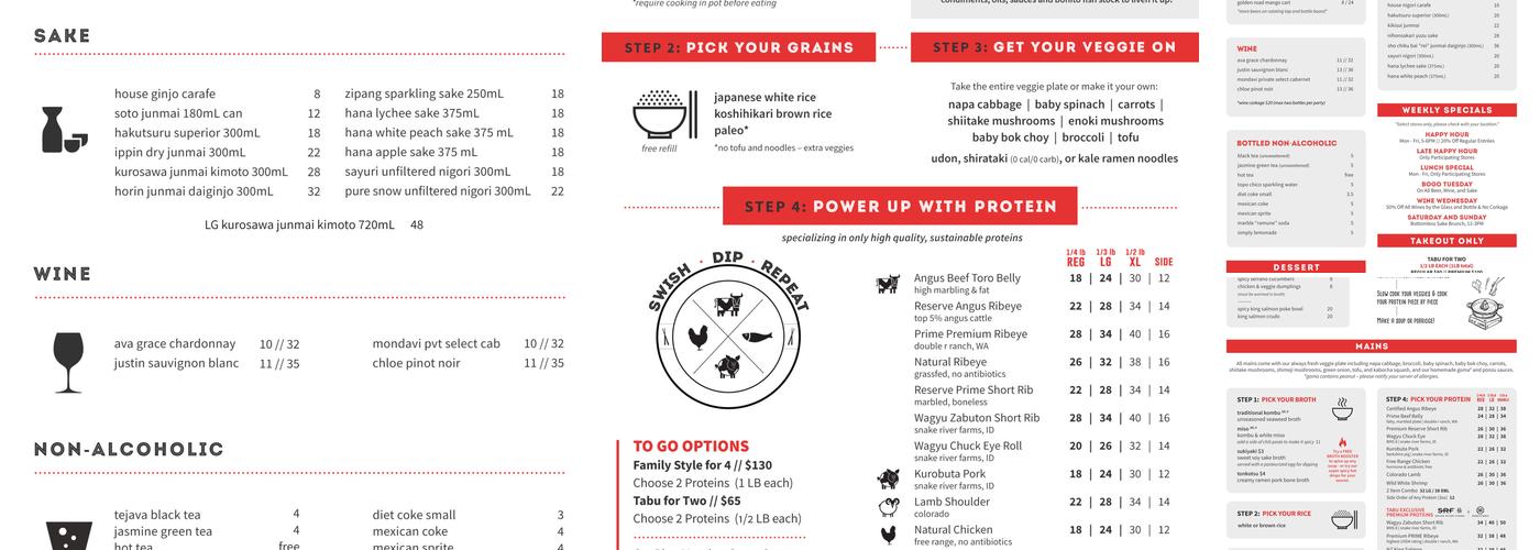 Tabu Shabu, Orange Menu