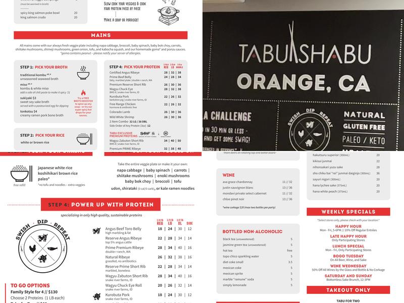 Tabu Shabu, Orange Menu