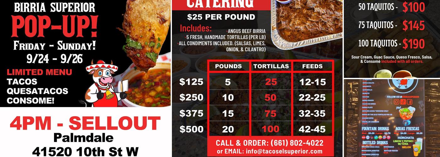 Birria Superior Menu