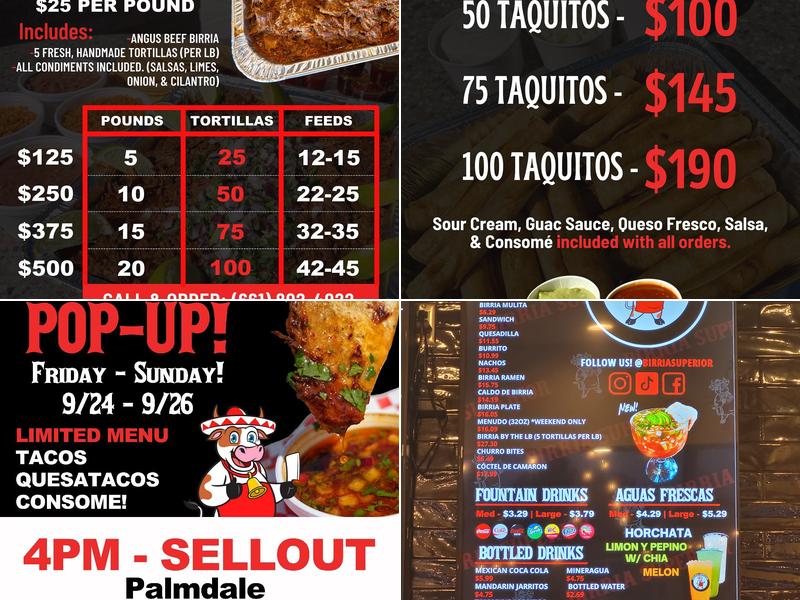 Birria Superior Menu