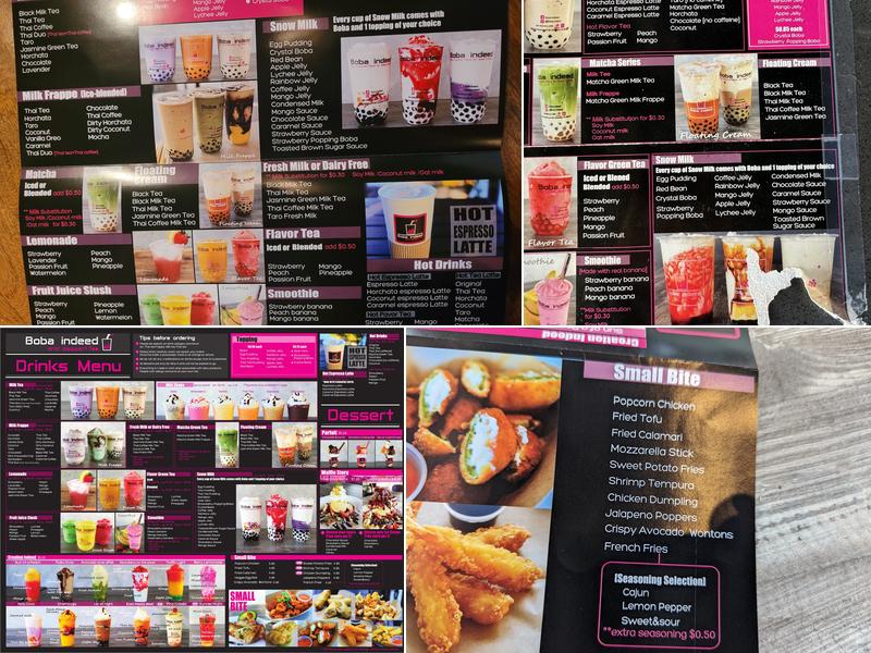 Boba Indeed Menu