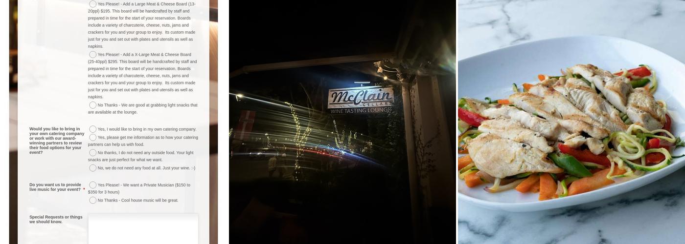 McClain Cellars Menu