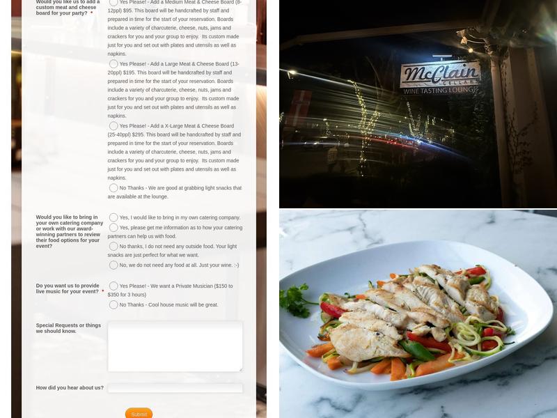 McClain Cellars Menu