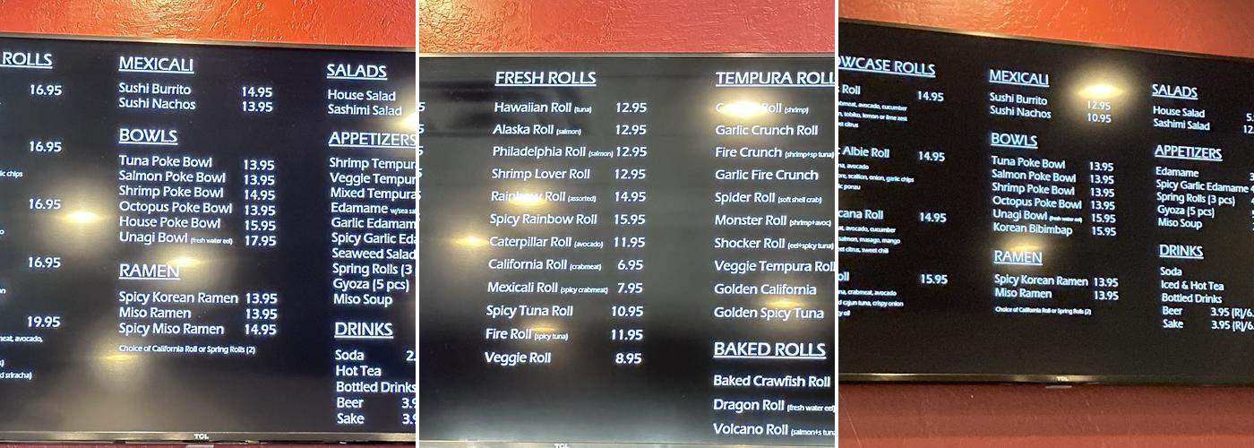 Koi Sushi Menu