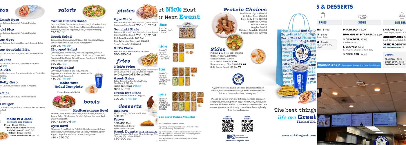 Nick The Greek Menu