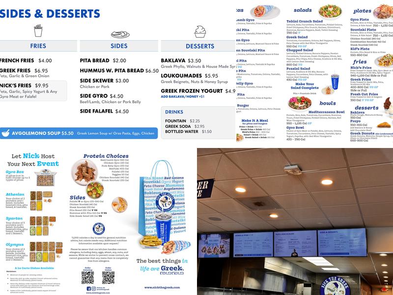 Nick The Greek Menu