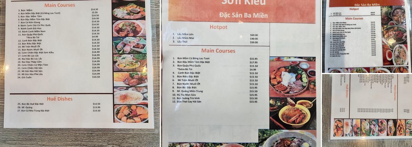 Sơn Kiều Restaurant Menu
