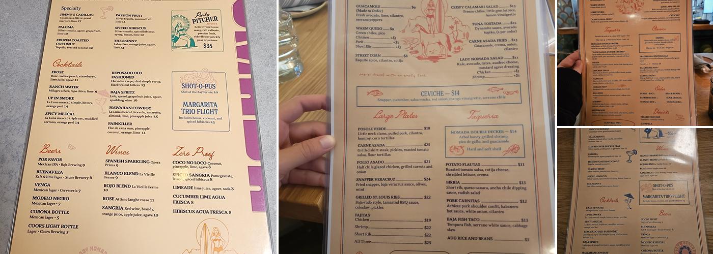 Lady Nomada - Mexican Kitchen Menu