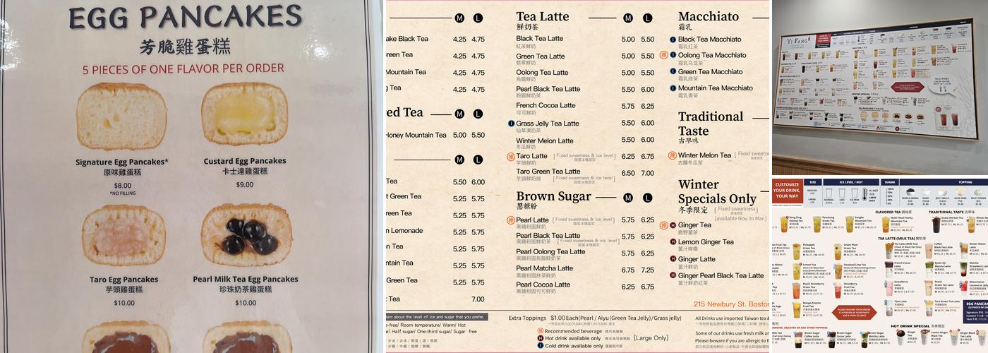 Yi Fang Taiwan Fruit Tea Menu