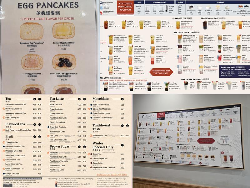 Yi Fang Taiwan Fruit Tea Menu