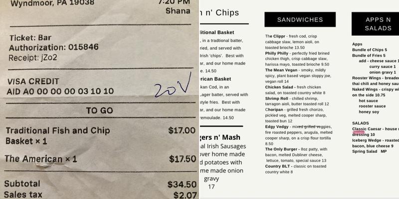 Yankee Chipper Menu