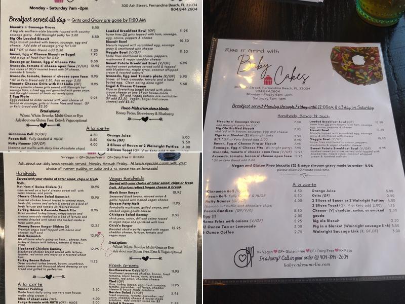 Baby Cakes Menu