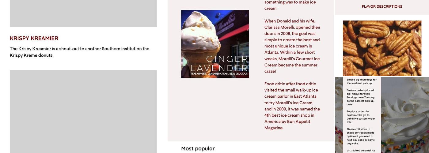 Morelli’s Gourmet Ice Cream and Desserts Menu