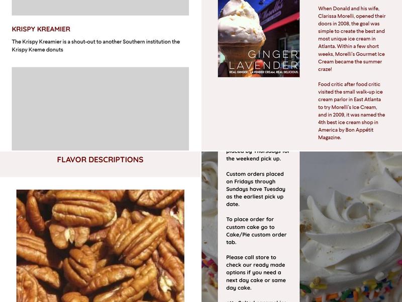 Morelli’s Gourmet Ice Cream and Desserts Menu