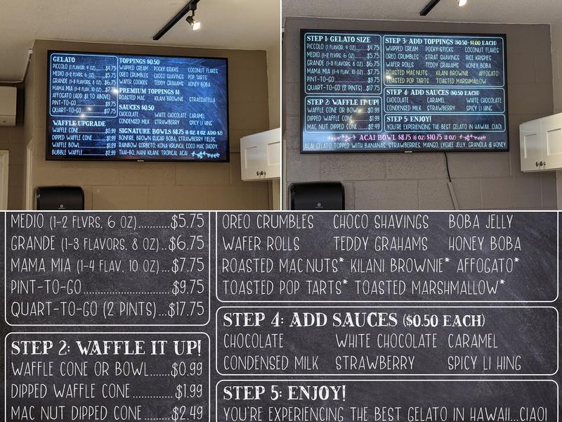 Mia Bella Gelato Bar Menu