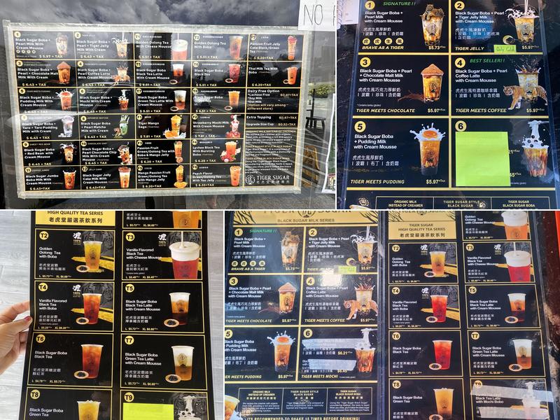 TIGER SUGAR Menu