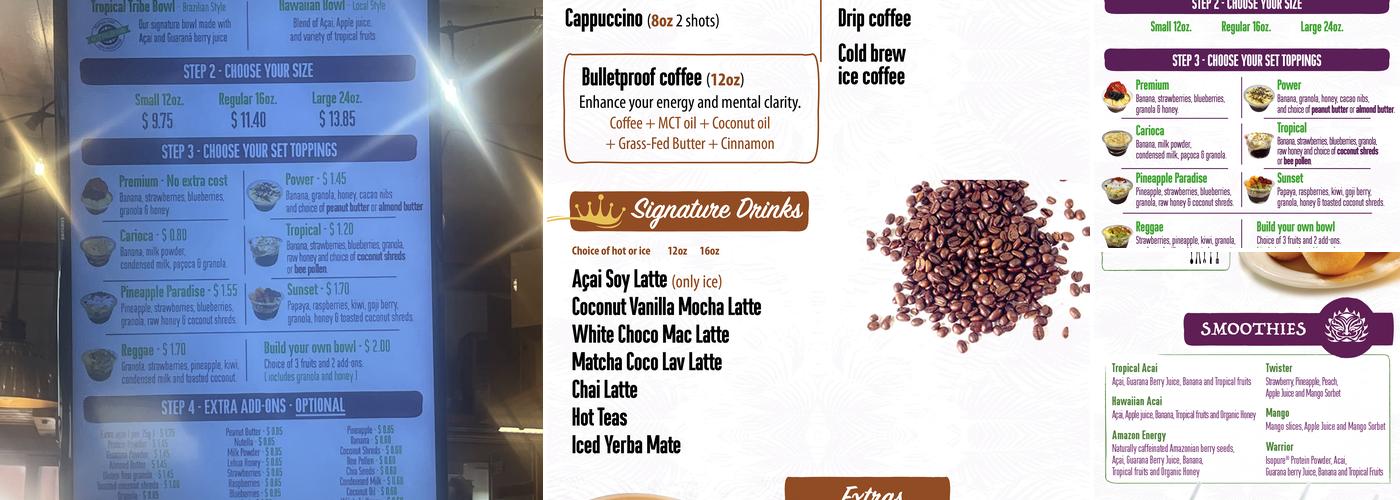 Tropical Tribe Menu