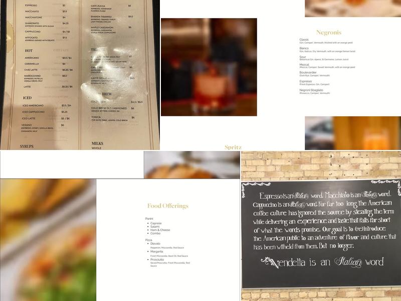 Vendetta Coffee Bar Menu