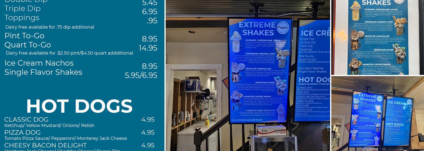 Papa's Ice Cream & Treats Menu