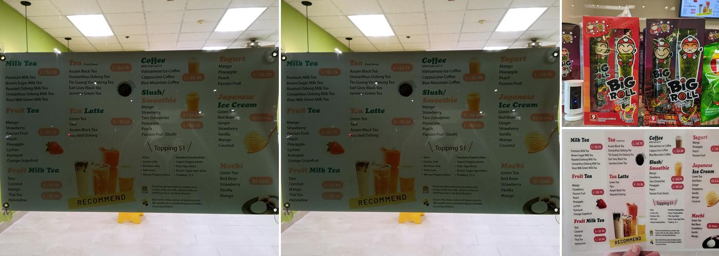 Qing's Mo Cha Bubble Tea Menu