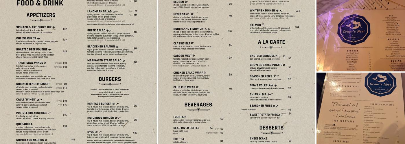 Crow’s Nest Menu