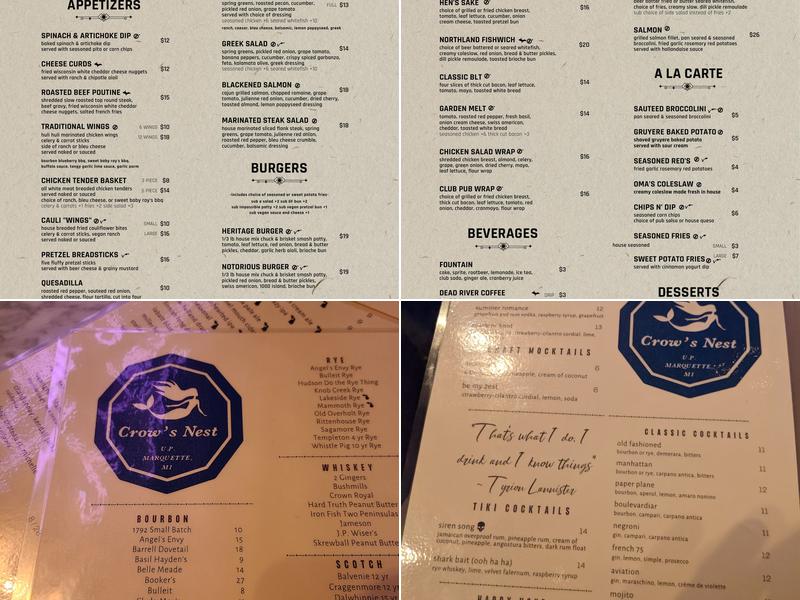 Crow’s Nest Menu