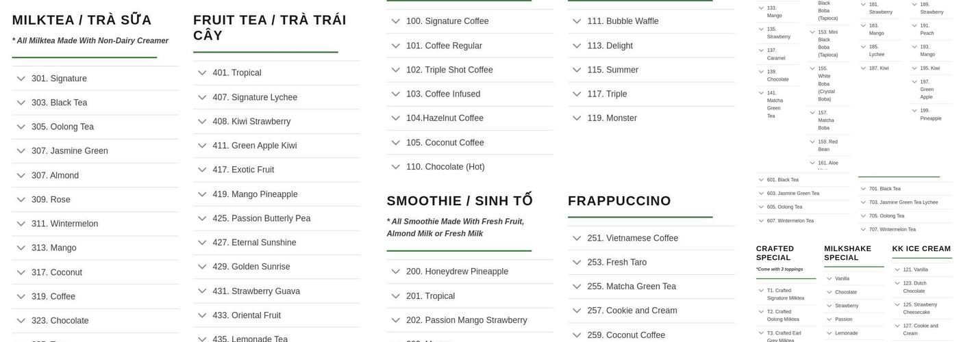King Kong Milktea & Smoothie - Fusion Kitchen Menu