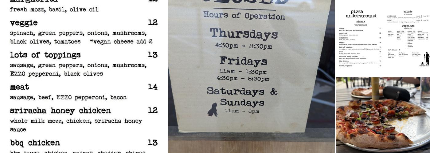 Pizza Underground Menu