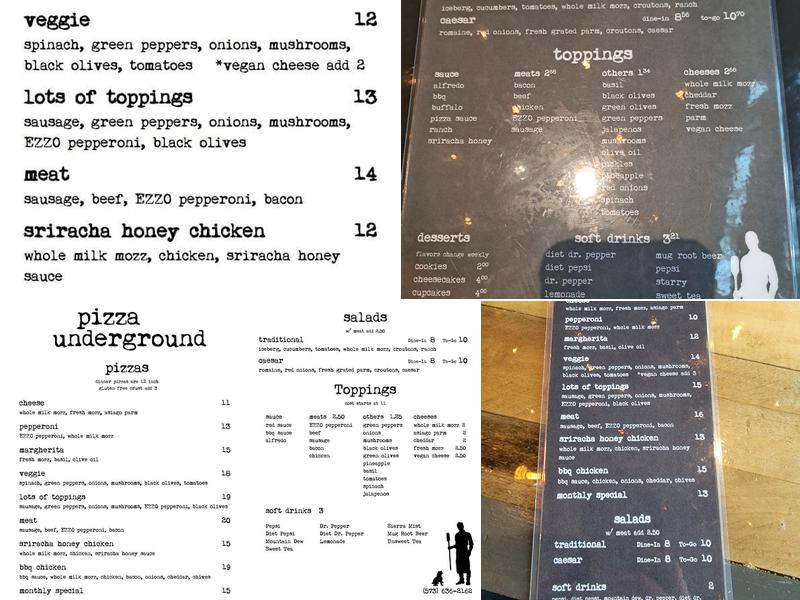 Pizza Underground Menu