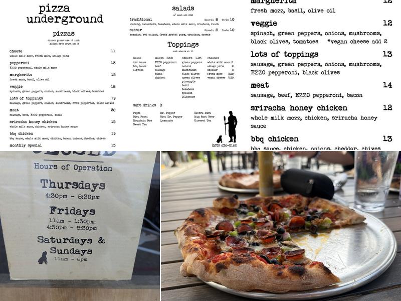 Pizza Underground Menu