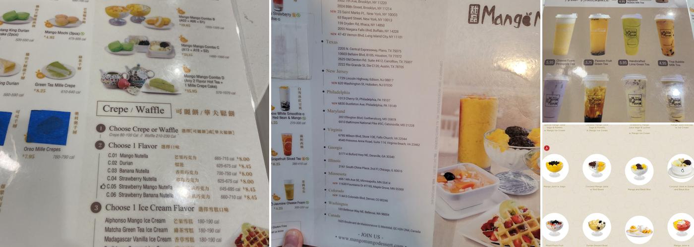 Mango Mango Desserts LIC Menu