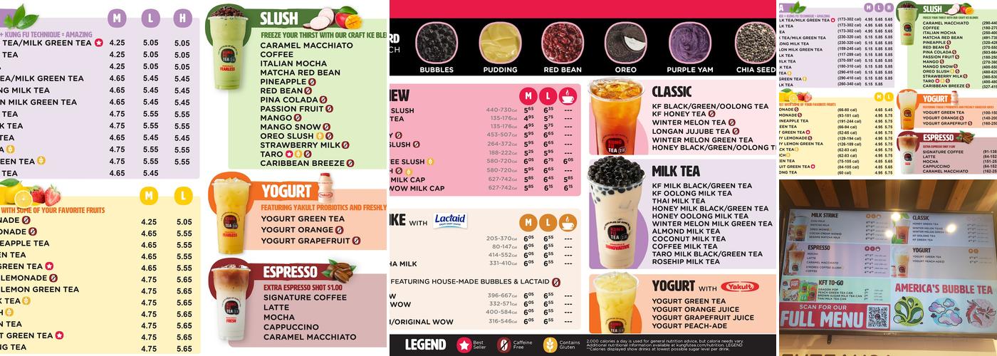 Kung Fu Tea Menu