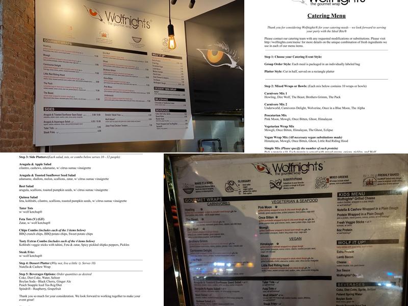 Wolfnights - The Gourmet Wrap Menu
