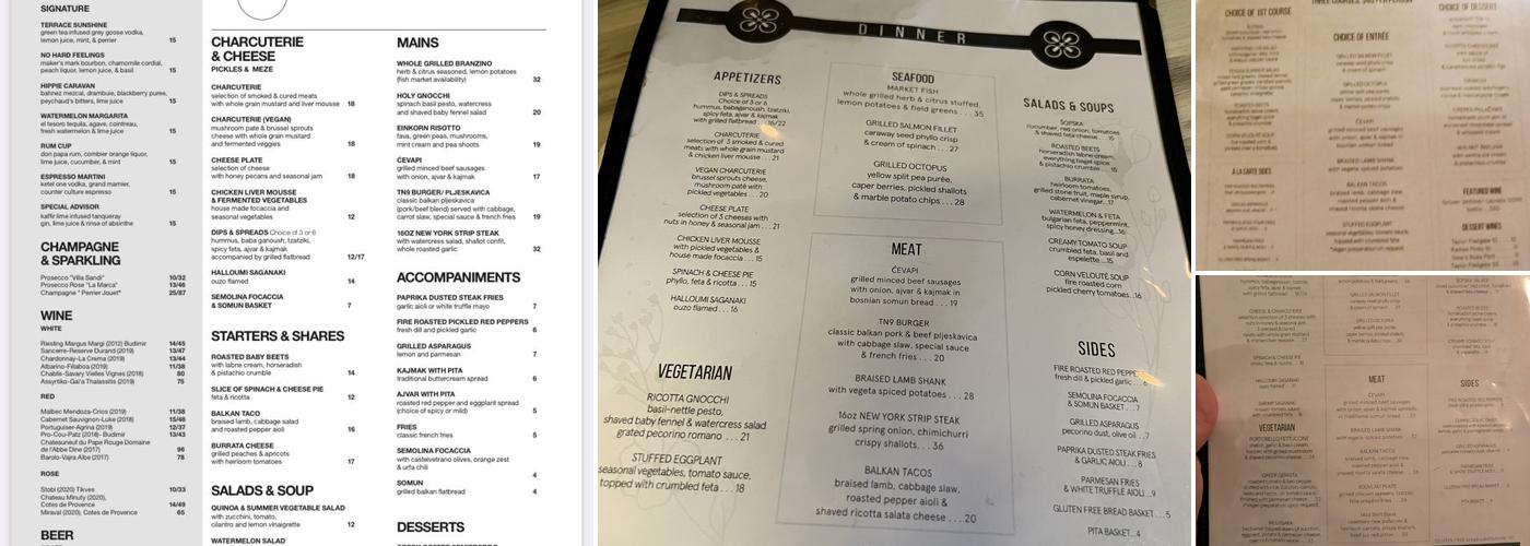 Terasa North Ninth Menu