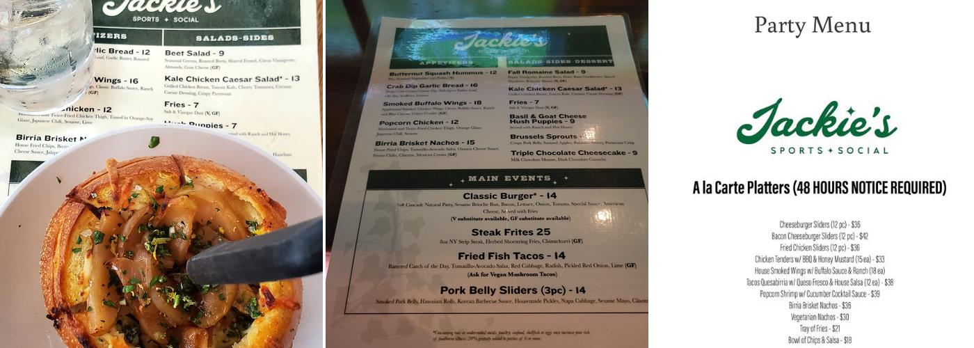 Jackie's Menu