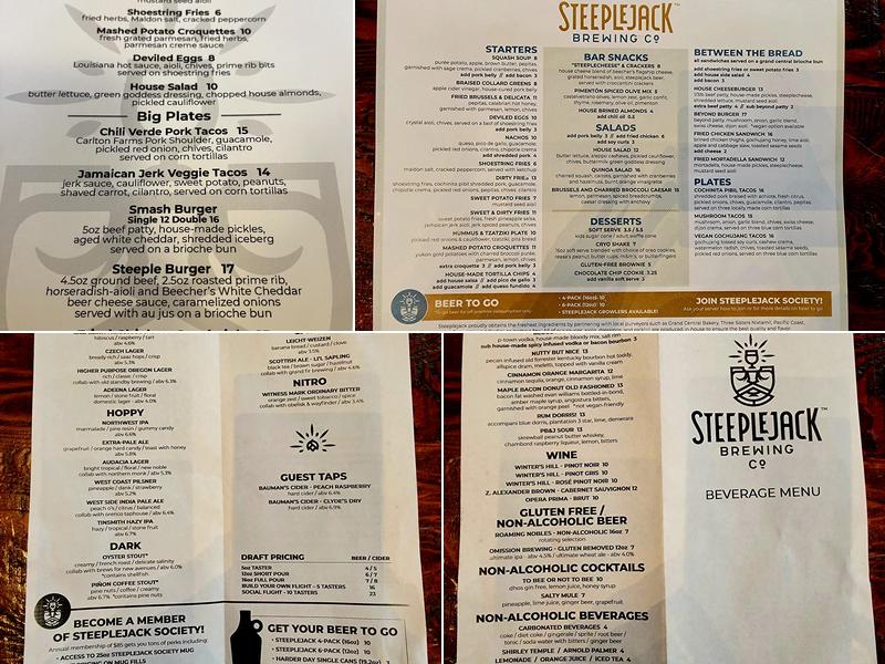 Steeplejack Brewing Company Menu