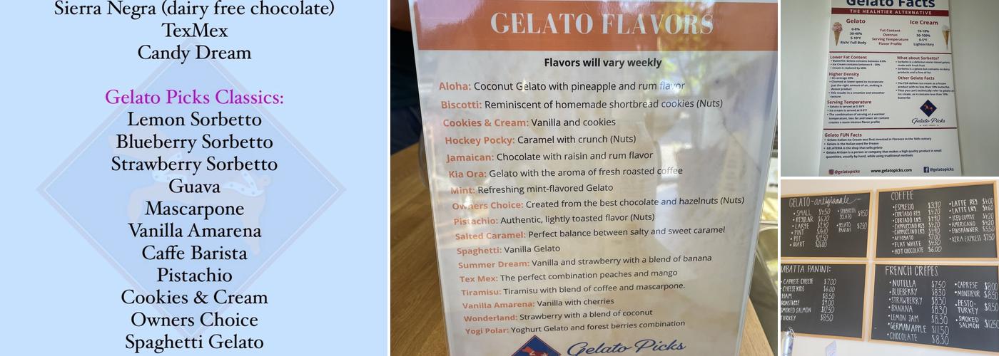 Gelato Picks Menu