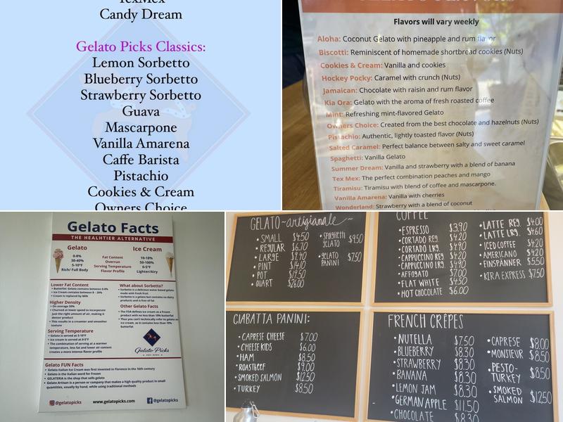 Gelato Picks Menu