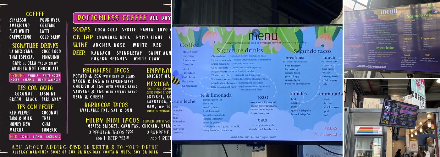 Segundo Coffee Lab Menu