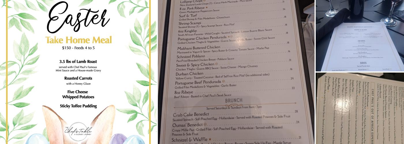 The Chefs Table Houston Menu