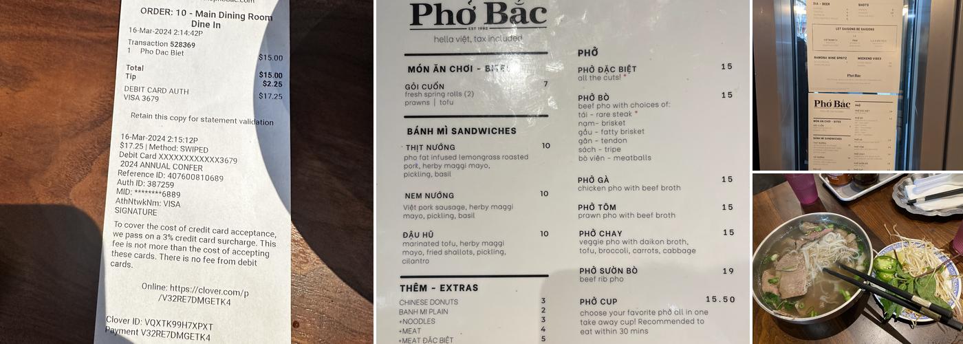 Phở Bắc Menu