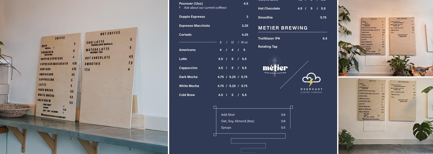 Overcast Coffee Menu